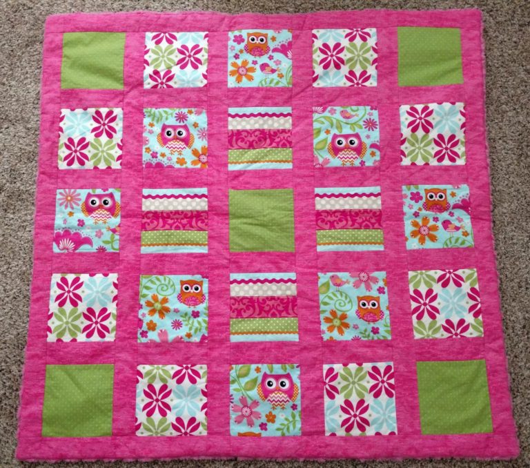 Pink Baby Quilt With Owls: Baby Girl’s Nursery Sewing Project