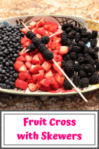 fruit cross with skewers