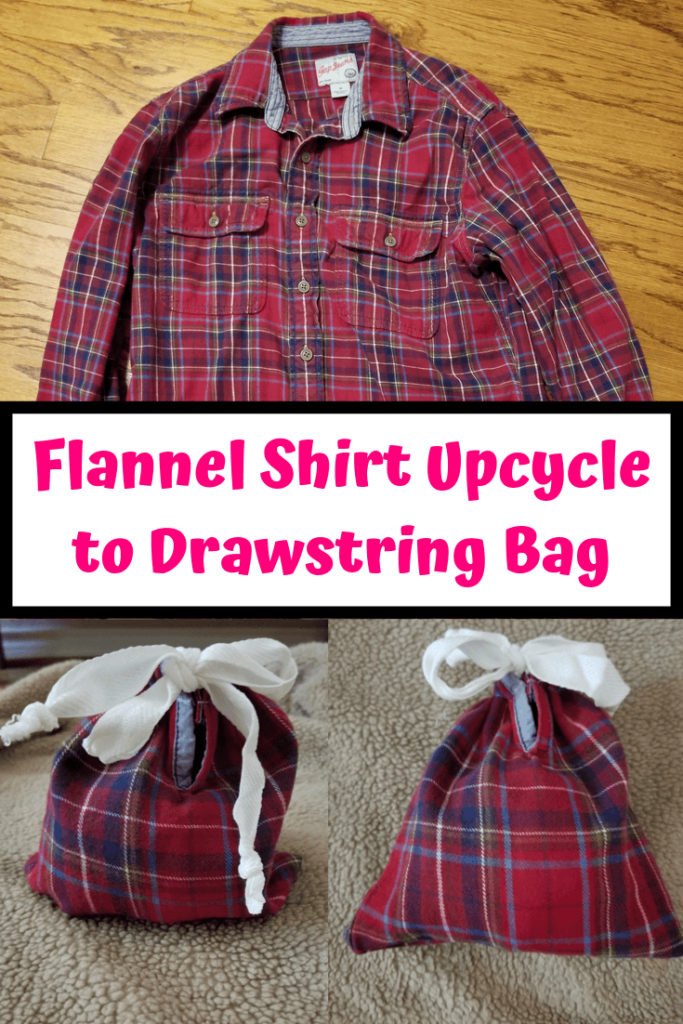 Flannel Shirt Upcycle to Drawstring Bag